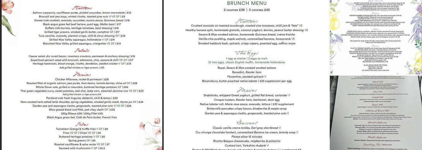 Dalloway Terrace Menu