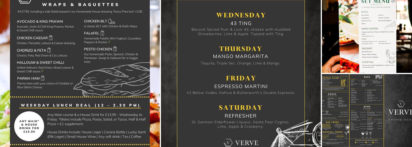 Verve Bar & Restaurant Menu