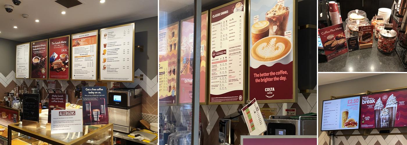 Costa Coffee Menu