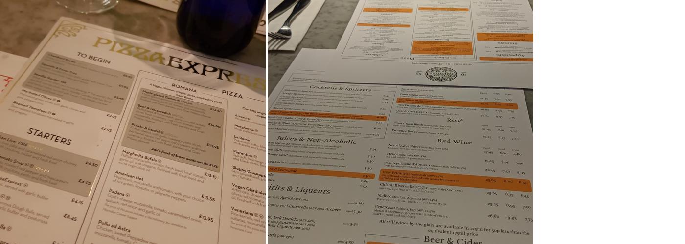 Pizza Express Menu