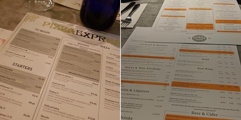 Pizza Express Menu