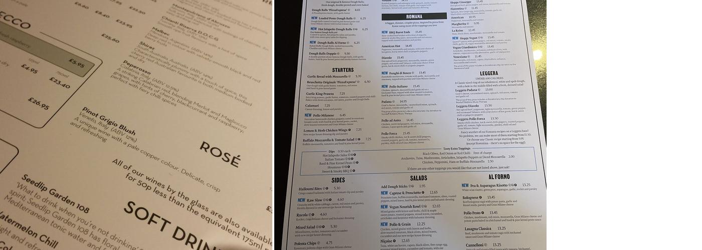Pizza Express Menu