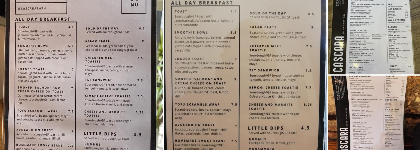 CASCARA Menu