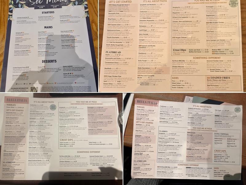 Bella Italia - Edinburgh Northbridge Menu