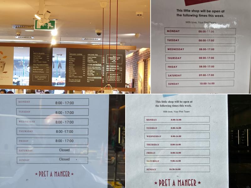 Pret A Manger Menu