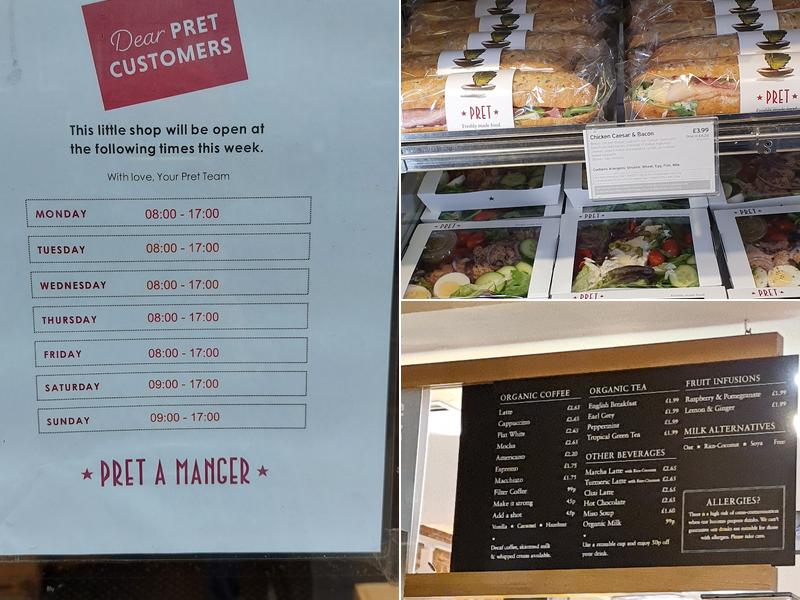 Pret A Manger Menu