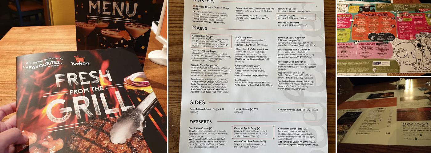 Lady Nairne Beefeater Menu