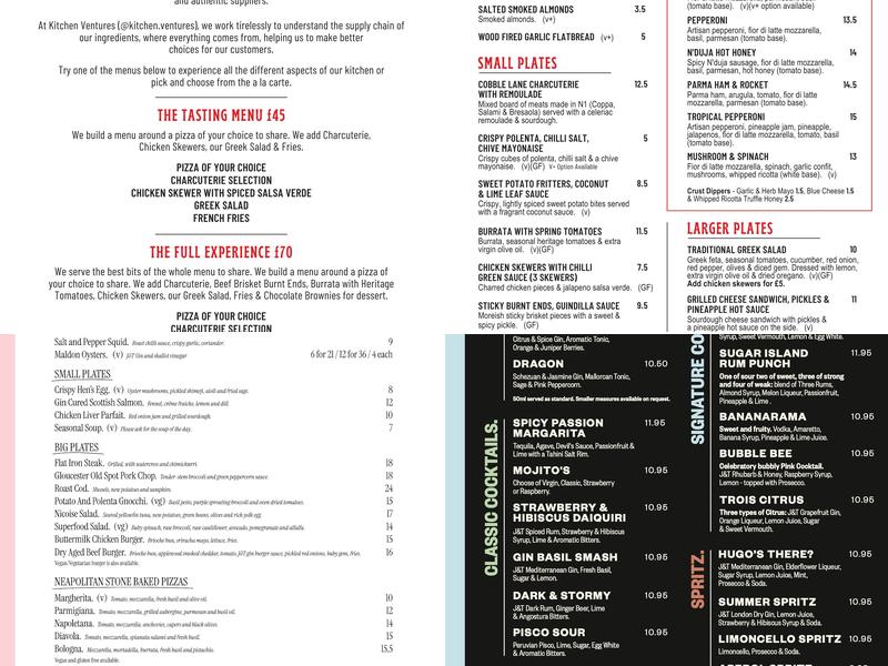 The Print House at Jim & Tonic East Menu