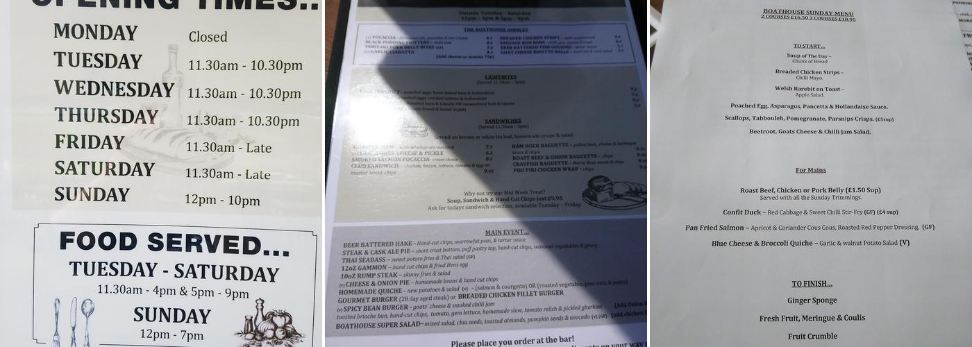 The Boathouse Pub & Kitchen Menu