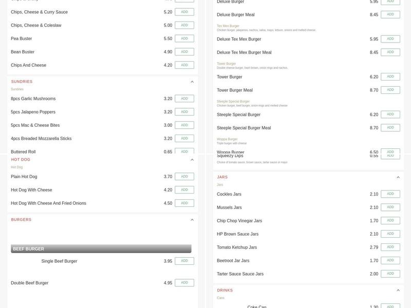 The Steeple Famous Fish & Chips- Mayfield Menu