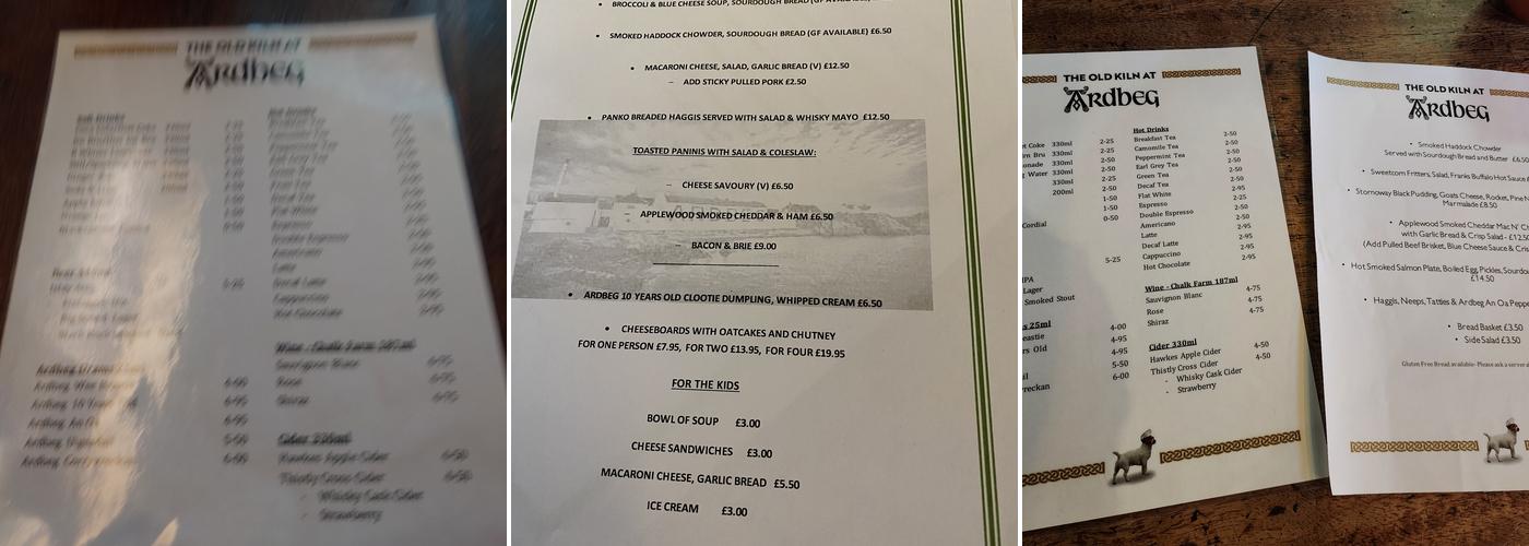 The Old Kiln Cafe Menu
