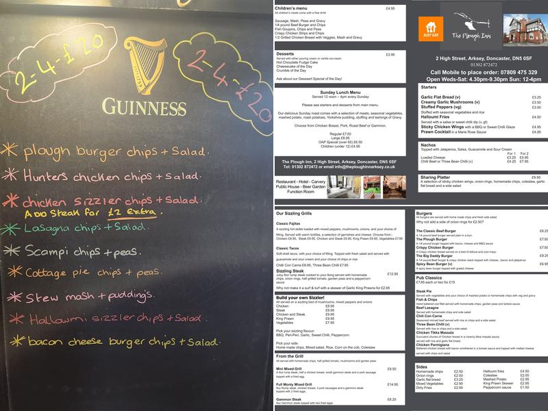The Plough Inn Menu