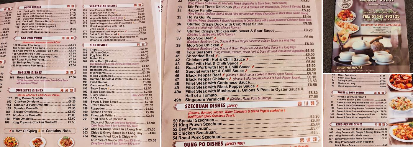 Good View Chinese Take-Away Menu