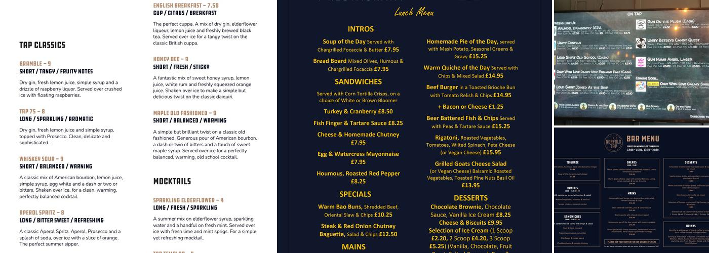 Norfolk Tap Menu