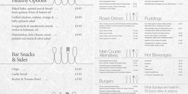 Broomhall Hutt Menu