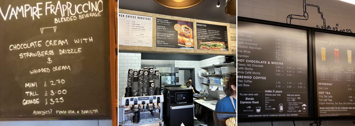 Starbucks Coffee Menu