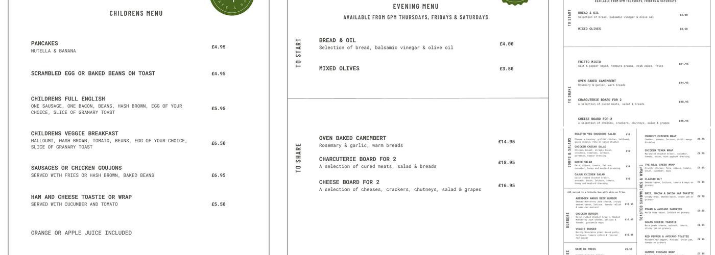 Elle & Fee Menu