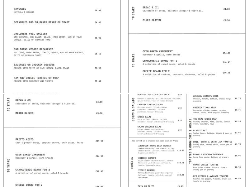 Elle & Fee Menu