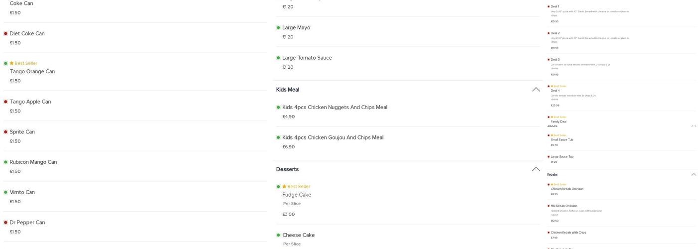 Sapore Italiano Menu