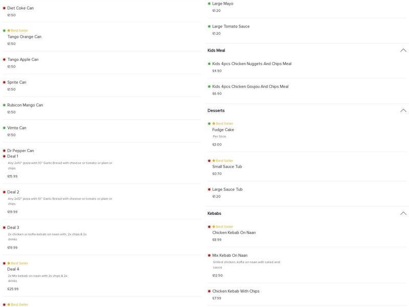 Sapore Italiano Menu