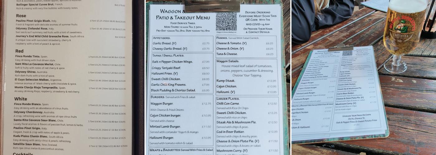 Waggon & Horses Menu