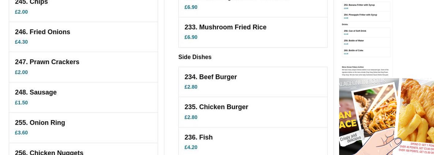 Ocean Palace Ashton Menu