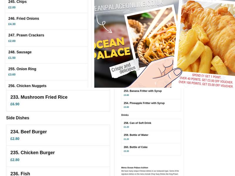 Ocean Palace Ashton Menu