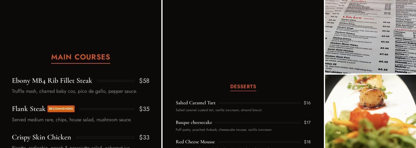 Spice & Spirits Menu