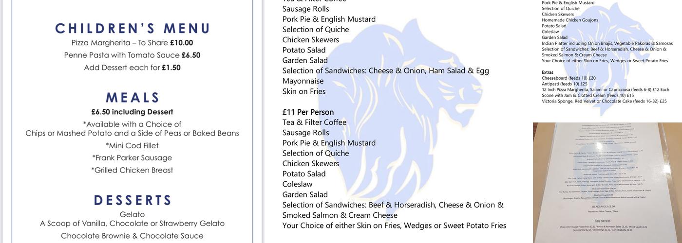 Blue Lion Menu