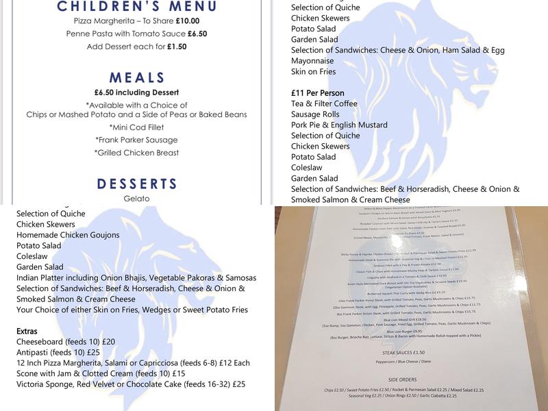Blue Lion Menu