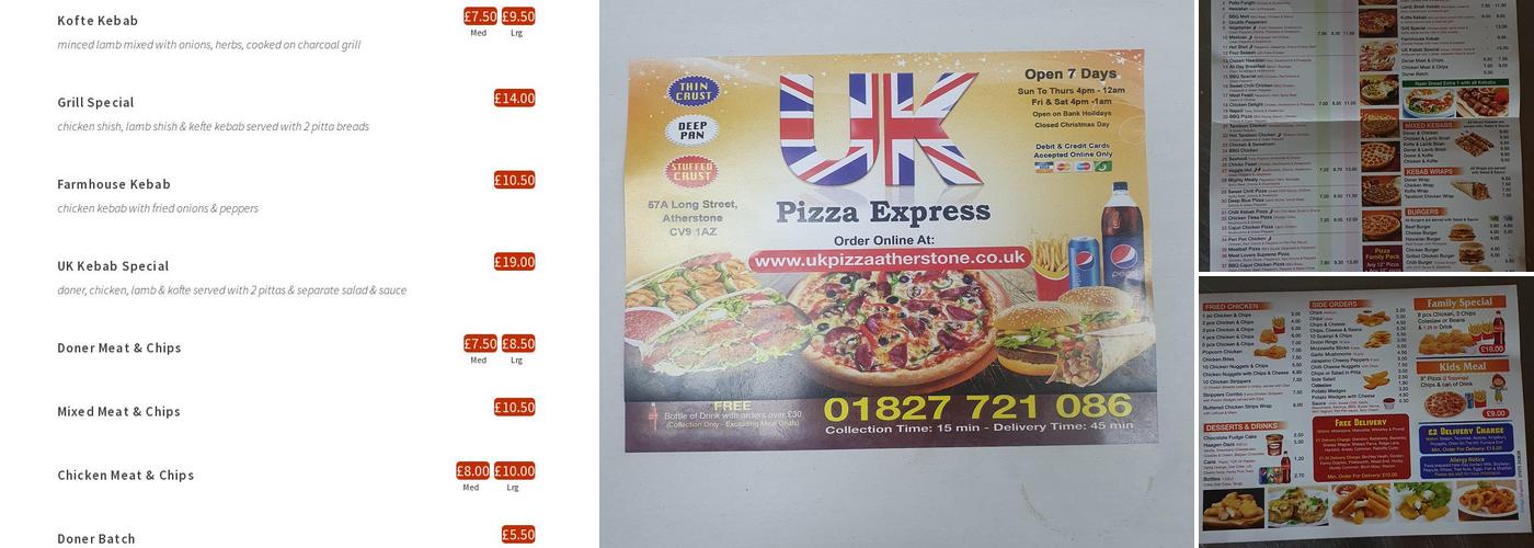 Uk pizza and kebabs Menu