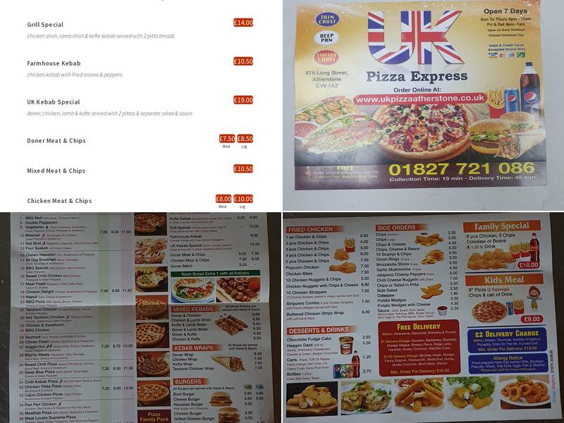Uk pizza and kebabs Menu
