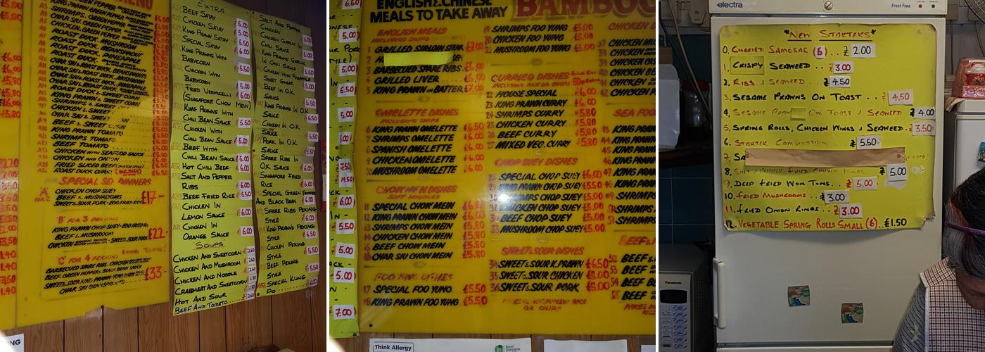 Bamboo House Chip House Menu