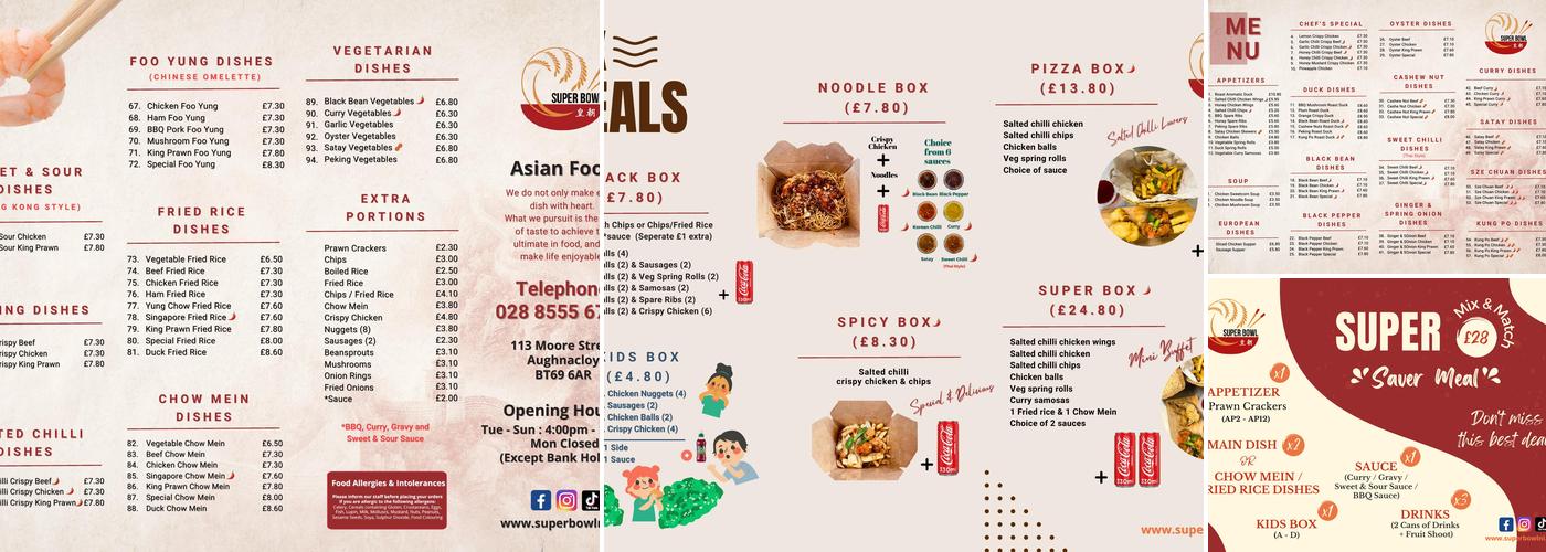 Super Bowl (Chinese Take Away) Menu