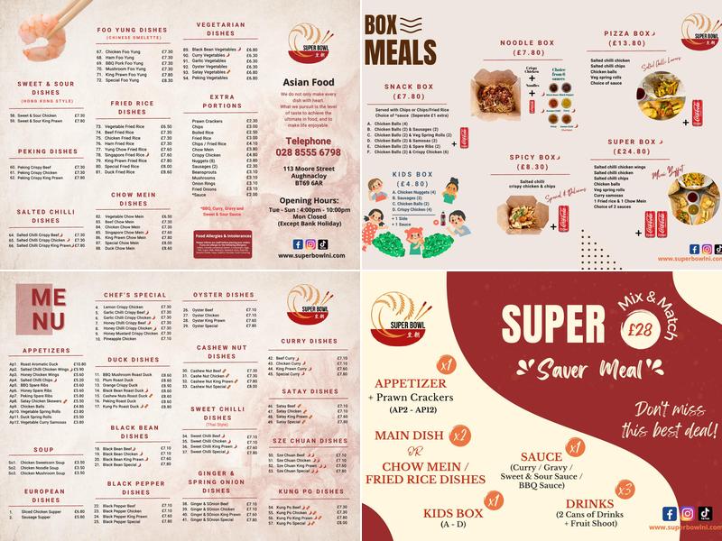 Super Bowl (Chinese Take Away) Menu