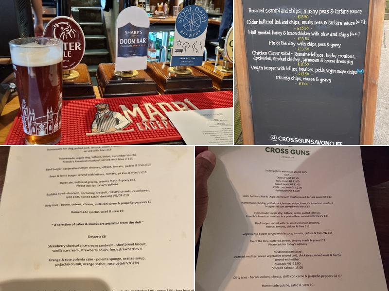 Cross Guns Avoncliff Menu