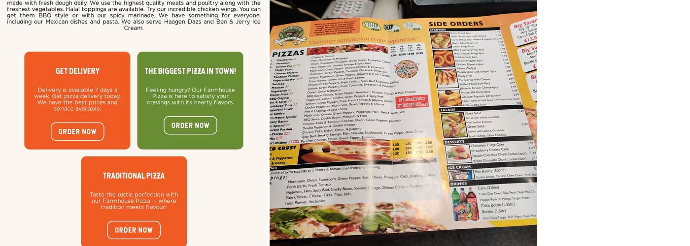 Farmhouse Pizza Menu