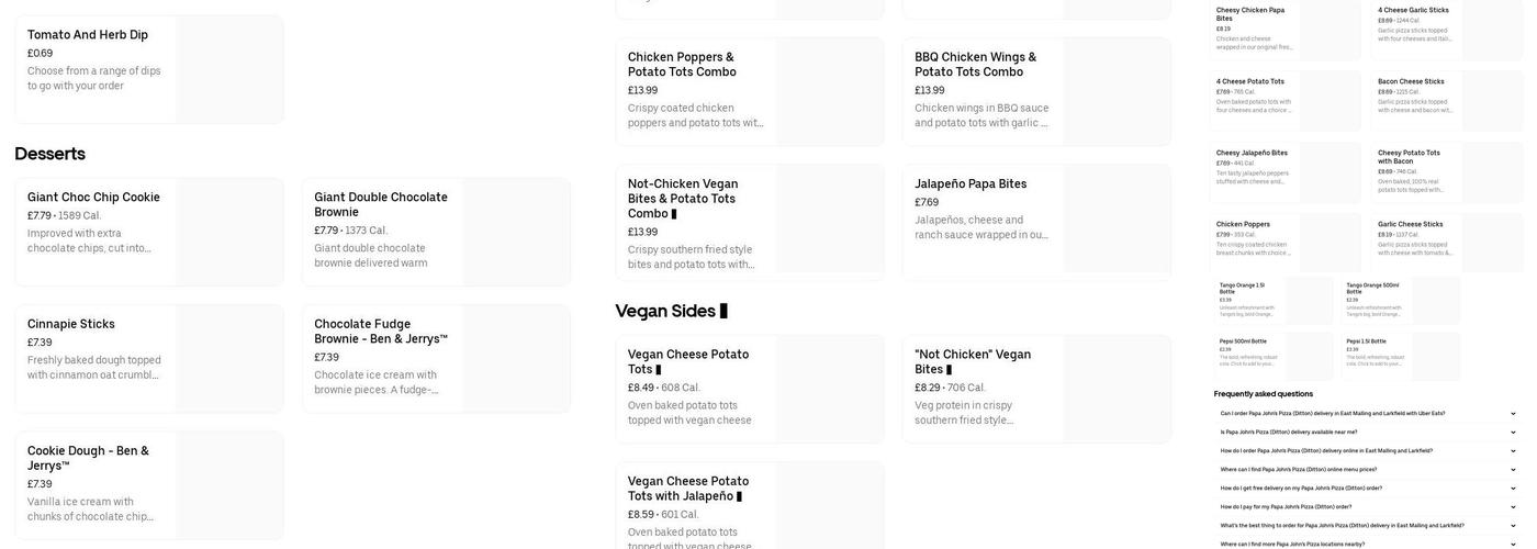 Papa Johns Pizza Menu