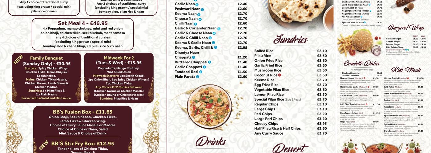 Bacup Balti Menu