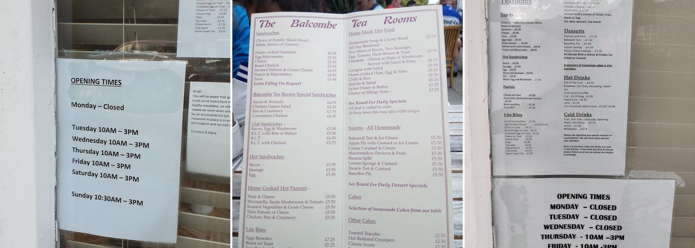 The Balcombe Tea Rooms Menu