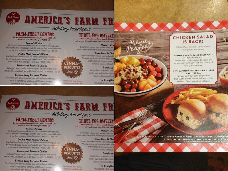 Bob Evans Menu