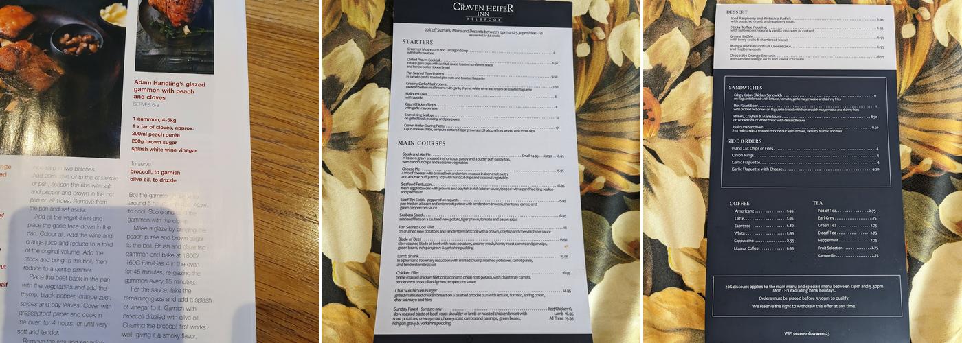The Craven Heifer Inn | Pub & Rooms Menu