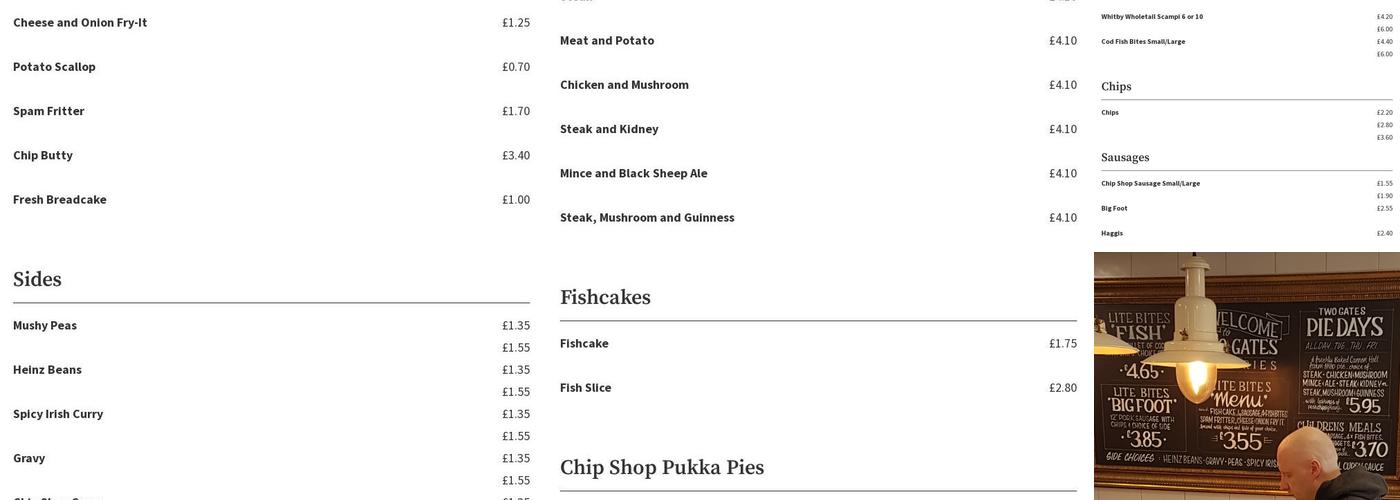 Two Gates Fisheries Menu