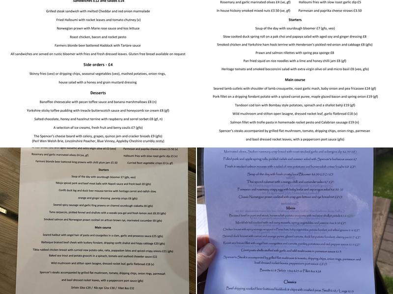 Spencer Arms Menu