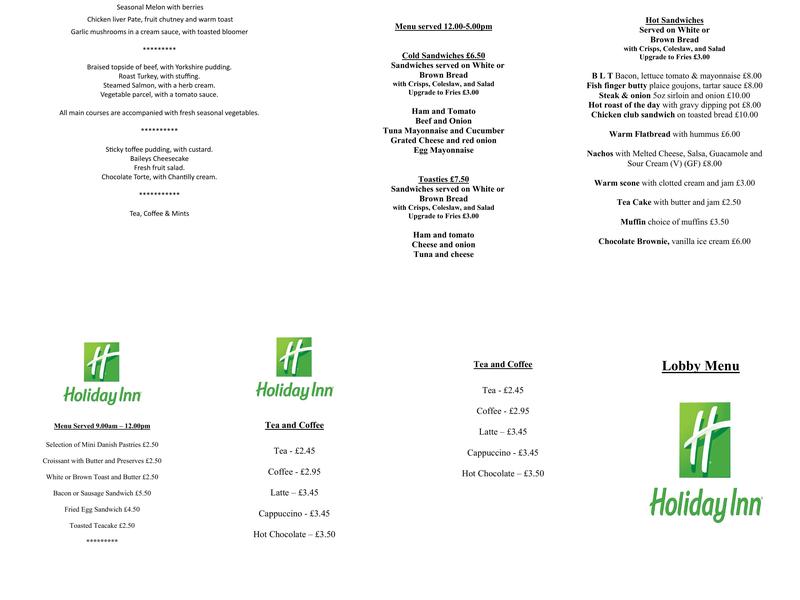 Brooklands Restaurant Menu