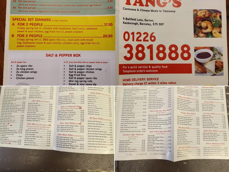 New Yang's Cantonese & Chinese Takeaway Menu