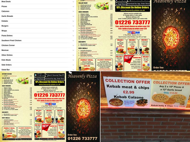 Heavenly Pizza Menu