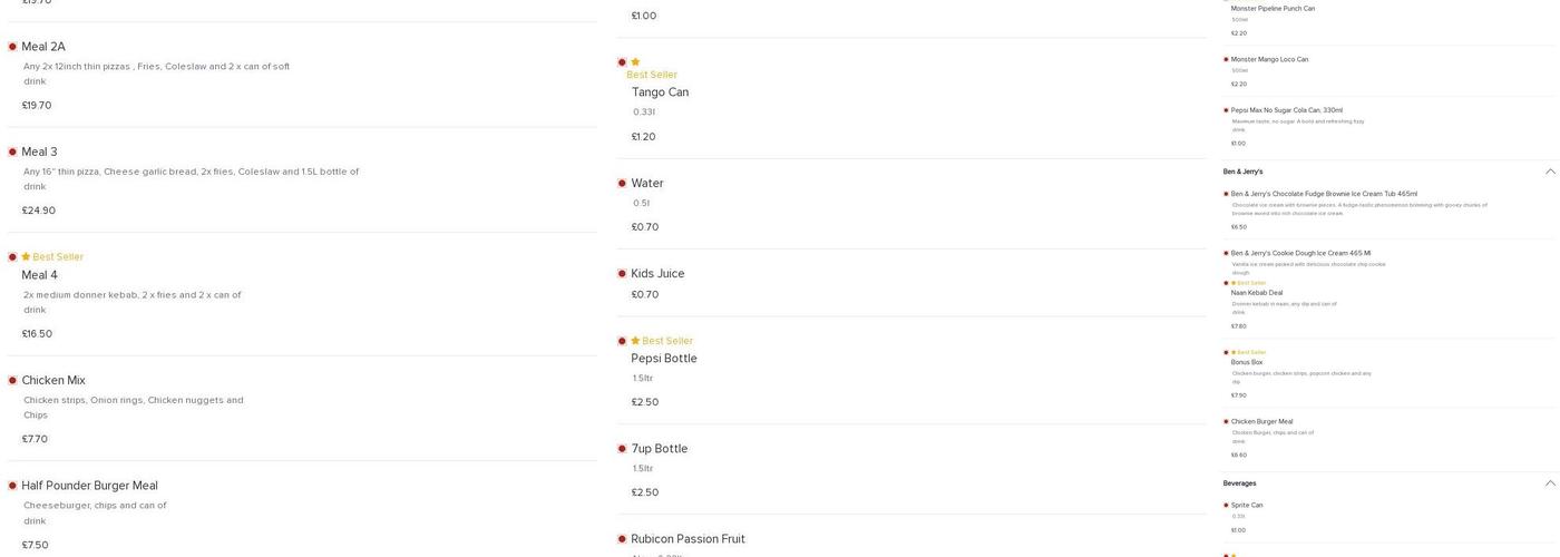 Signori's Pizza Menu