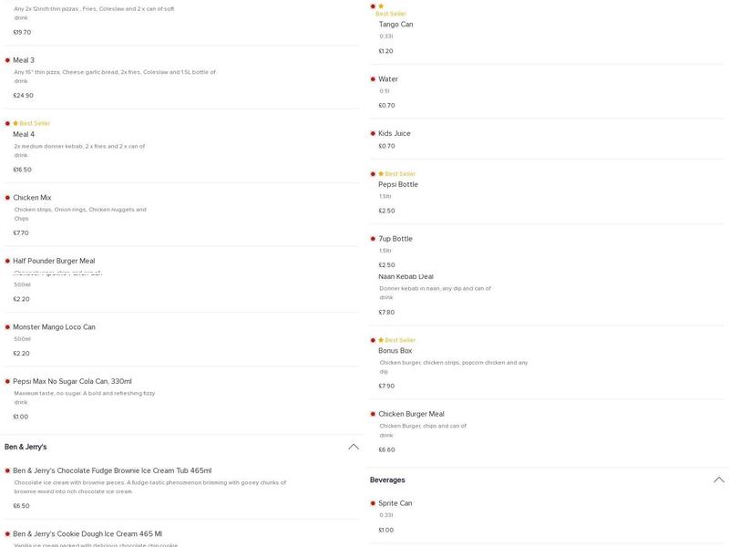 Signori's Pizza Menu