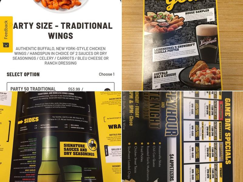 Buffalo Wild Wings Menu